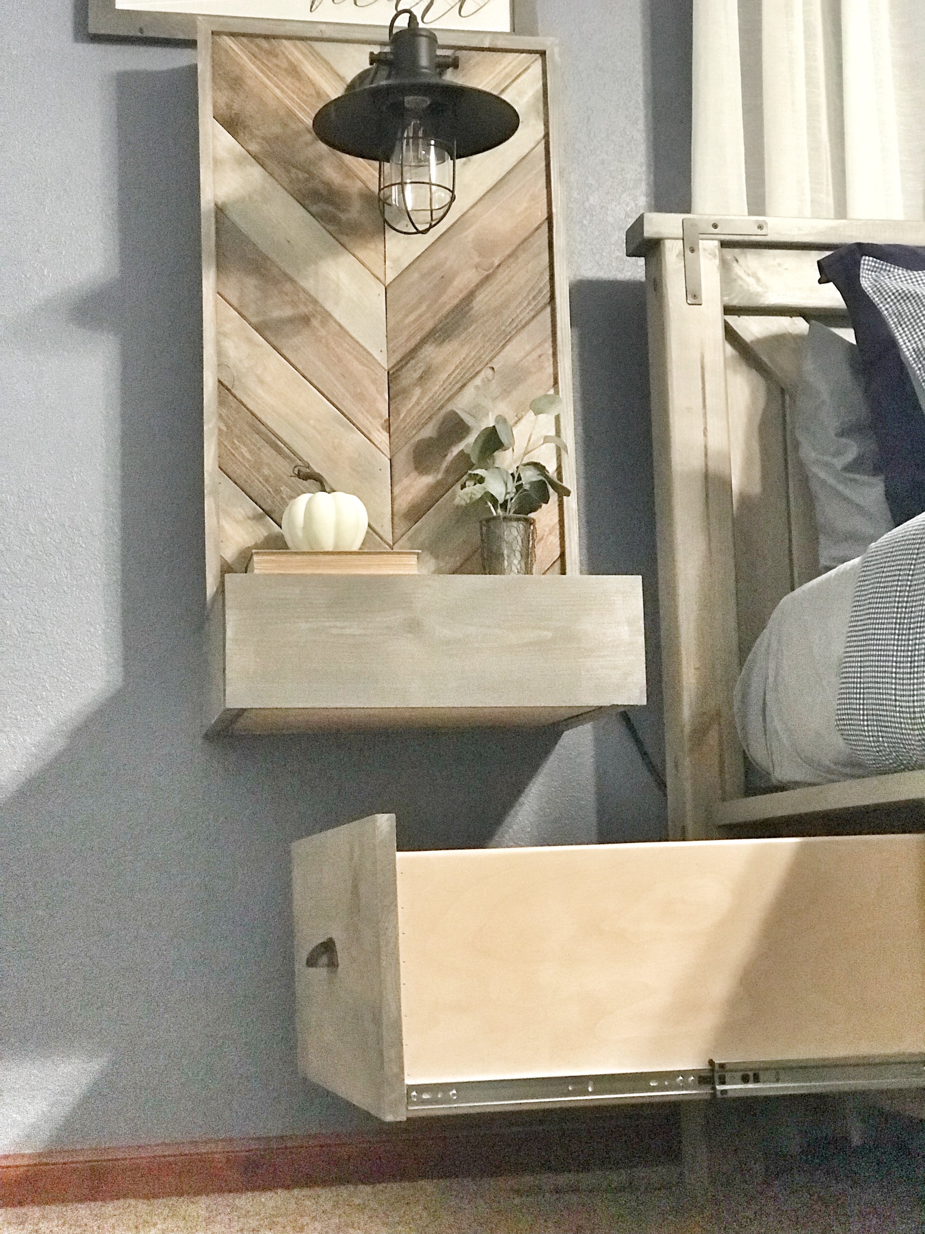 Farmhouse rustic floating nightstand