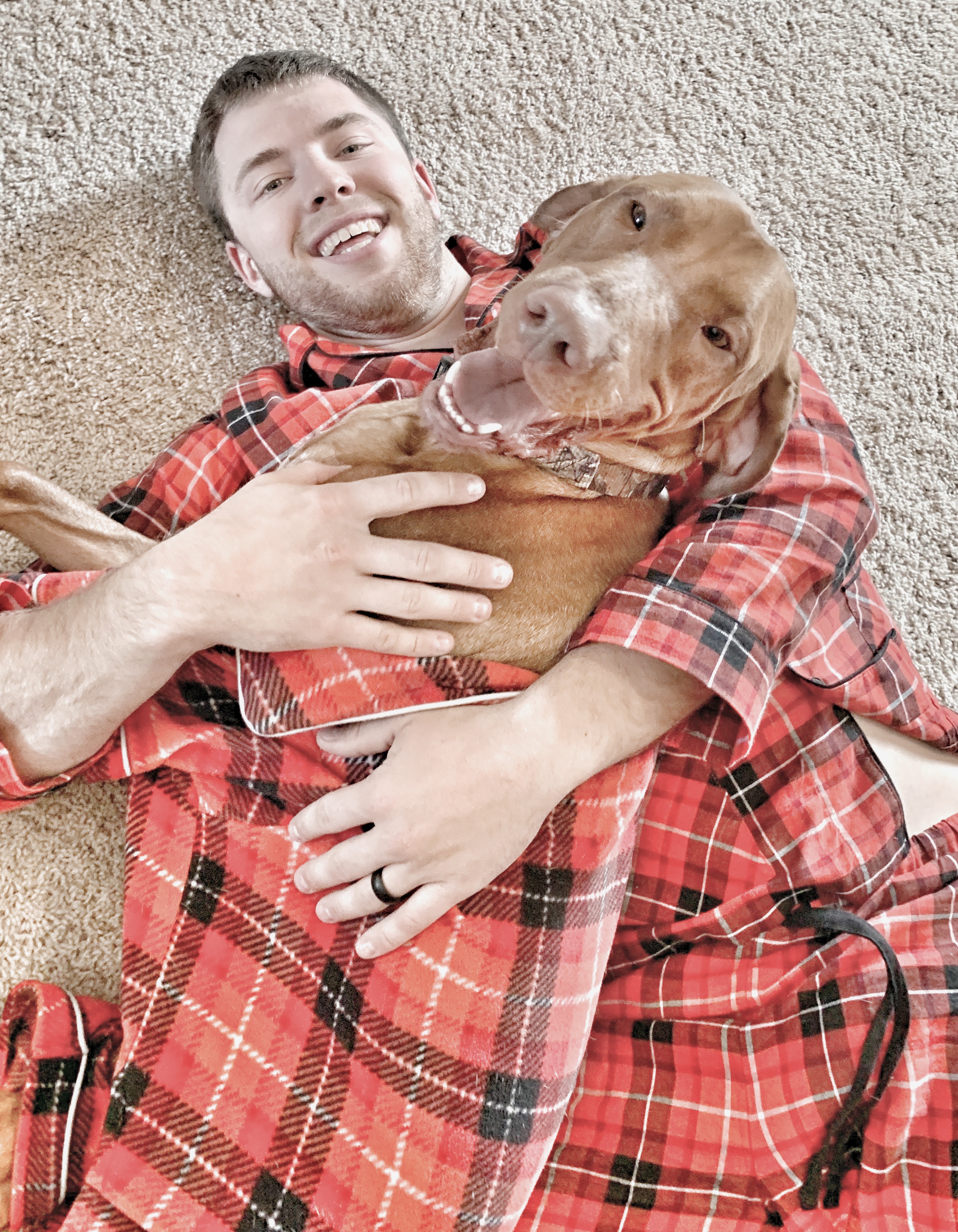 matching red plaid pajamas