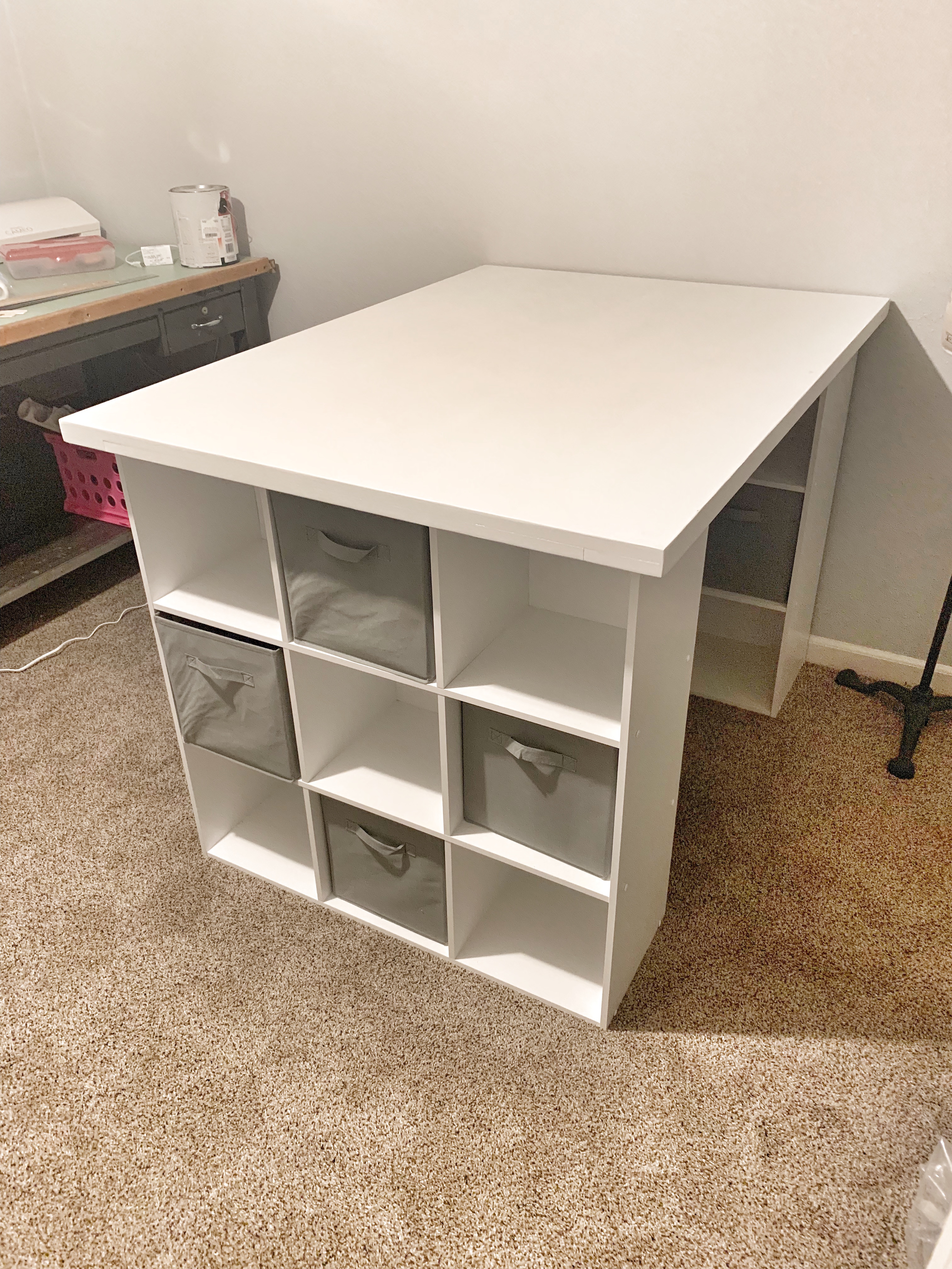 DIY CRAFT TABLE WITH CREATE ROOM CUBBY