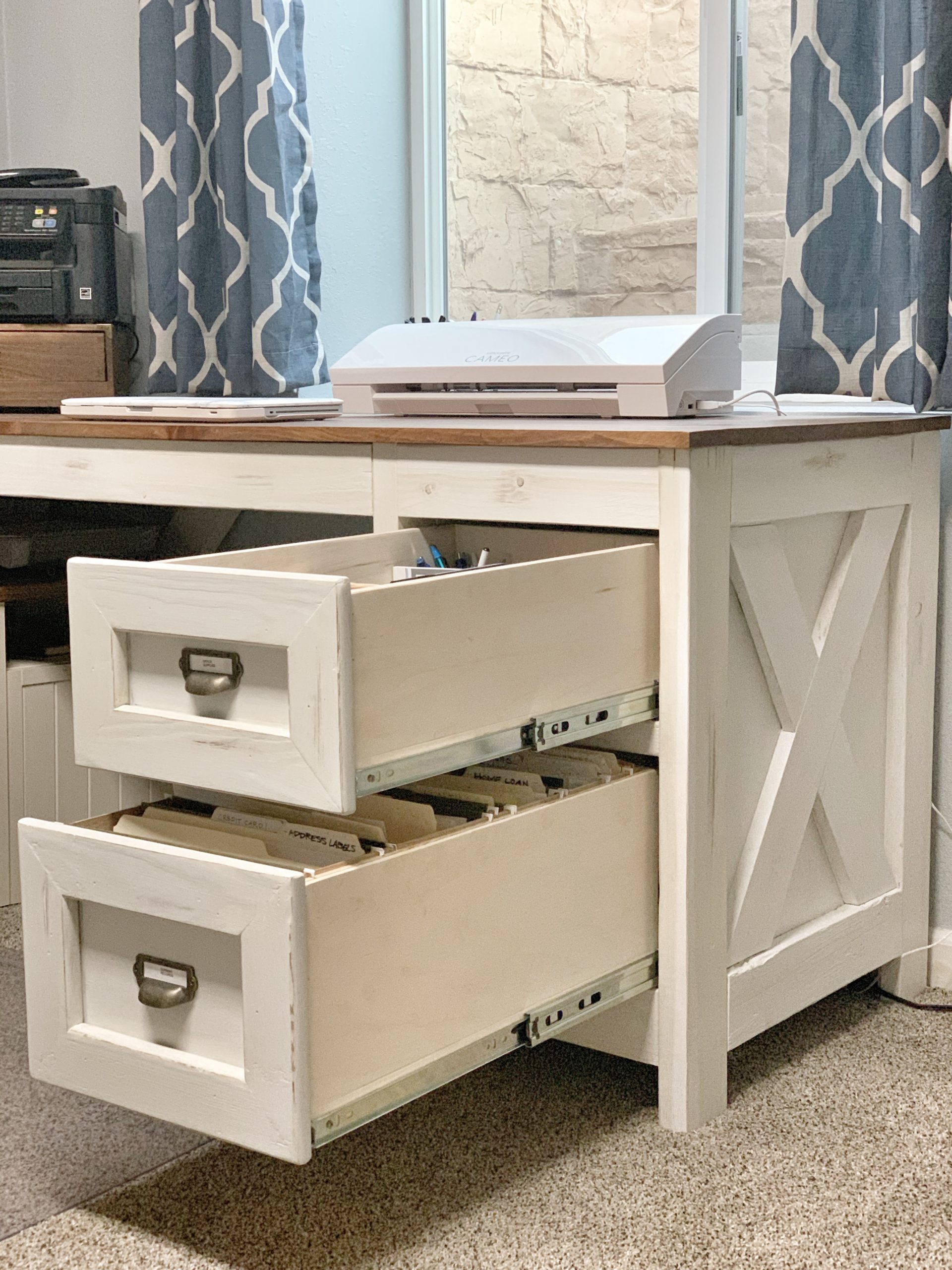 farmhouse desk with storage