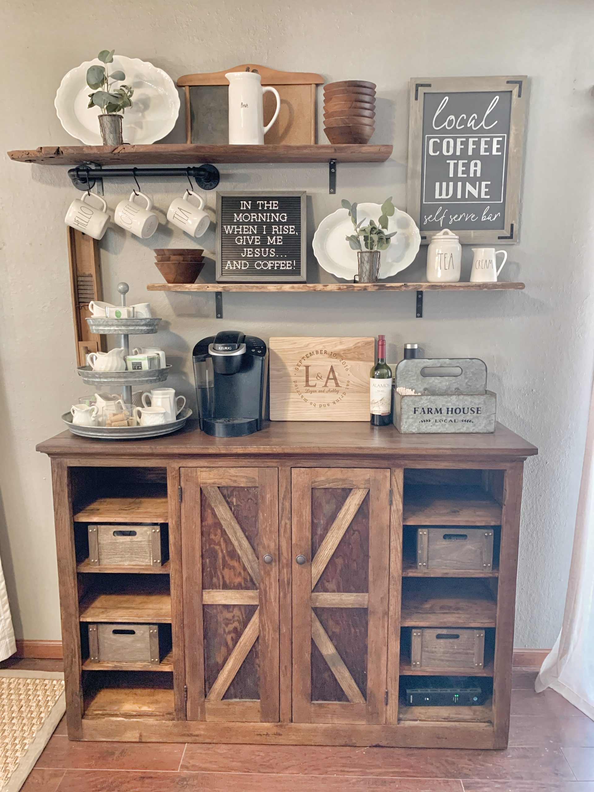DIY Coffee Bar Ideas - Convert An Old Dresser or Table! - Thrifty